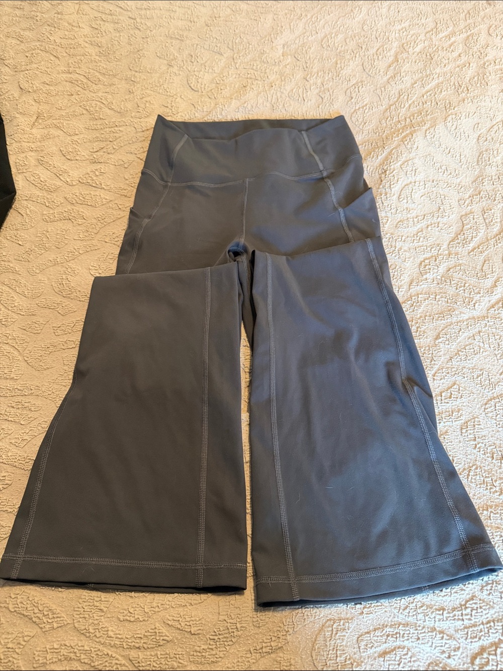Fabletics PureLuxe Gray Flared Athletic Leggings with Pockets